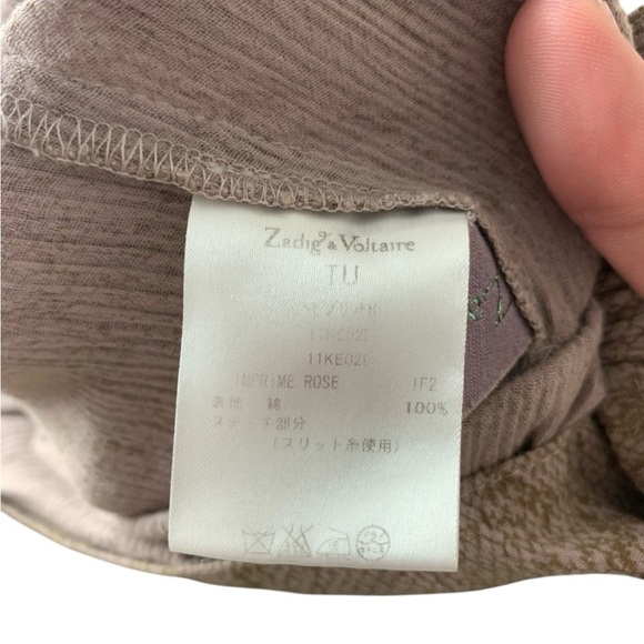 Zadig & Voltaire TU Strapless Mini Dress Boho Chic Taupe Beige Lace Print - Picture 8 of 8